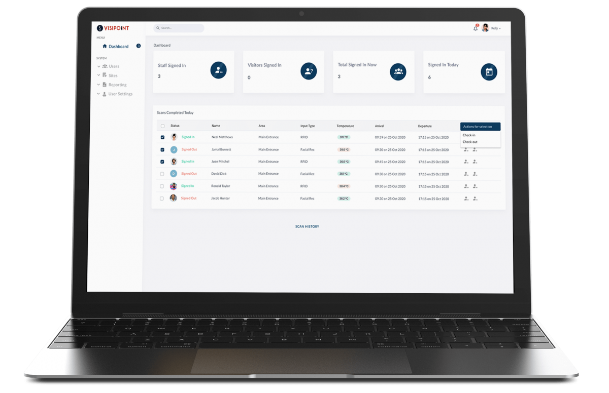 VisiPoint Cloud on Laptop - Management Dashboard Screen
